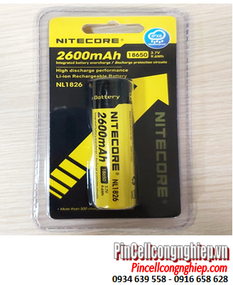 Nitecore NL1826; Pin sạc 18650 lithium 3.7v Nitecore NL1826 (2600mAh Nội trở 9.6Wh) chính hãng